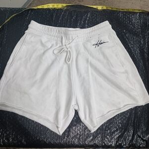 Hollister White Athletic Shorts with Drawstring Tie